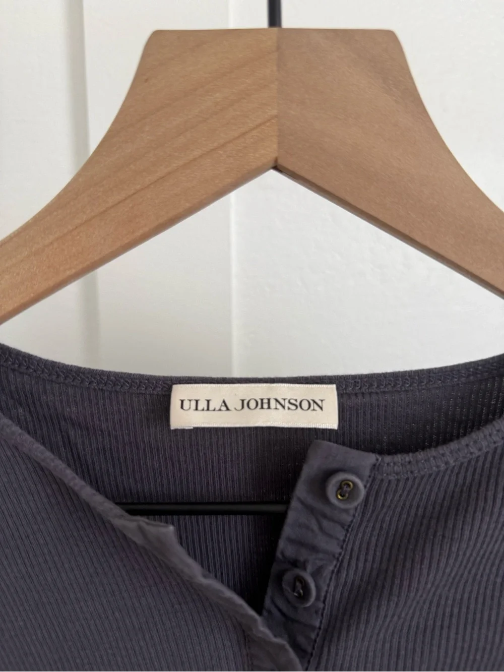 Ulla Johnson Grey Ribbed Puff Sleeve Top